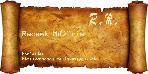 Racsek Mária névjegykártya